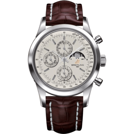 Transocean Chronograph 1461 Stainless Steel / Silver / Croco / Pin