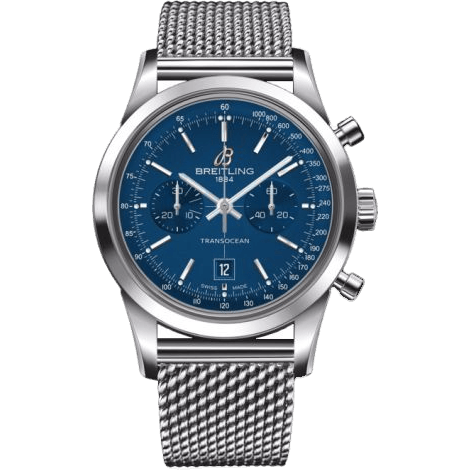 Transocean Chronograph 38 Blue / Milanese