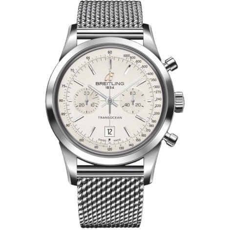 Transocean Chronograph 38 Silver / Milanese