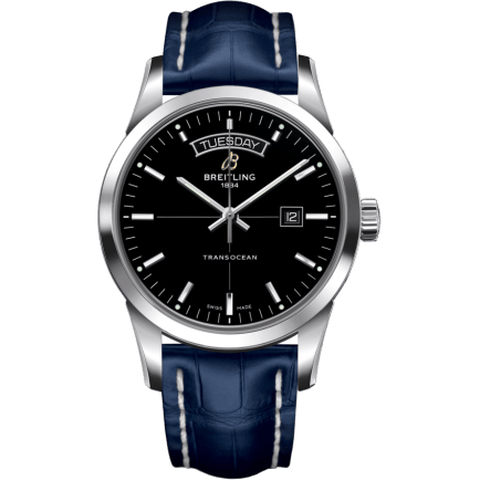 Breitling Transocean Day & Date Stainless Steel / Black / Croco / Pin A4531012/BB69/731P/A20BA.1
