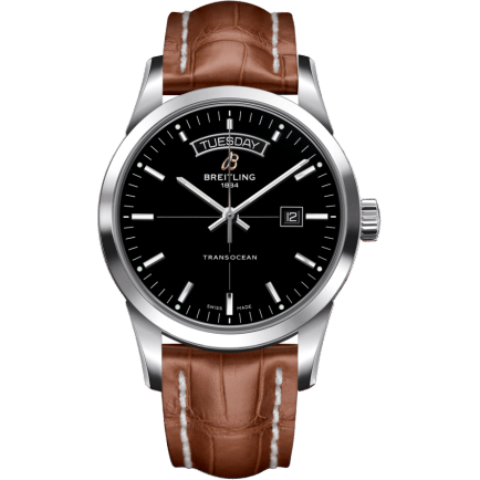 Breitling Transocean Day & Date Stainless Steel / Black / Croco / Folding A4531012/BB69/738P/A20D.1