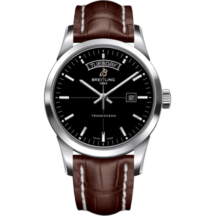Breitling Transocean Day & Date Stainless Steel / Black / Croco / Pin A4531012/BB69/739P/A20BA.1