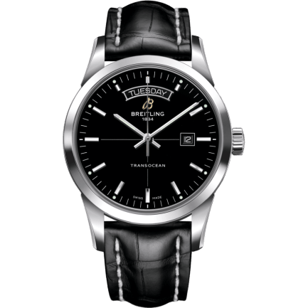 Breitling Transocean Day & Date Stainless Steel / Black / Croco / Folding A4531012/BB69/744P/A20D.1