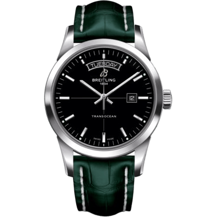Breitling Transocean Day & Date Stainless Steel / Black / Croco / Pin A4531012/BB69/748P/A20BA.1