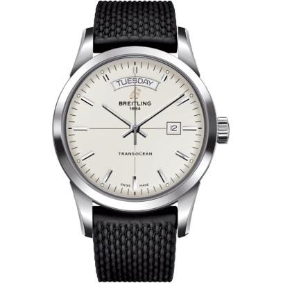 Breitling Transocean Day & Date Stainless Steel / Silver / Rubber / Pin A4531012/G751/278S/A20S.1