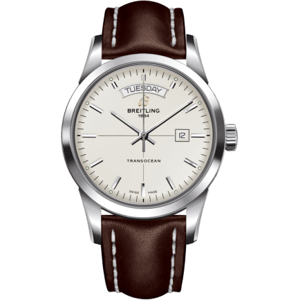 Breitling Transocean Day & Date Stainless Steel / Silver / Calf / Folding A4531012/G751/438X/A20D.1