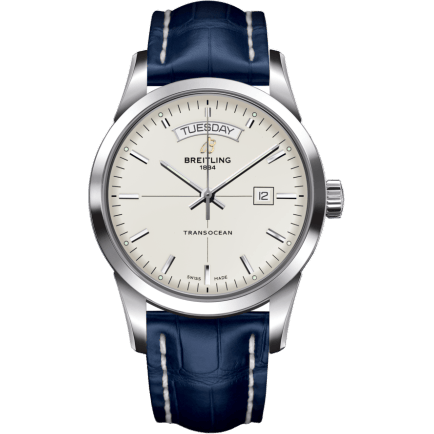 Breitling Transocean Day & Date Stainless Steel / Silver / Croco / Folding A4531012/G751/732P/A20D.1