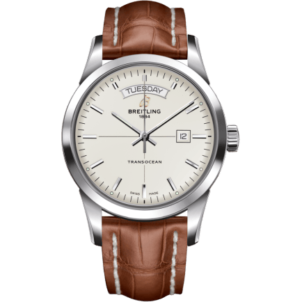 Breitling Transocean Day & Date Stainless Steel / Silver / Croco / Folding A4531012/G751/738P/A20D.1