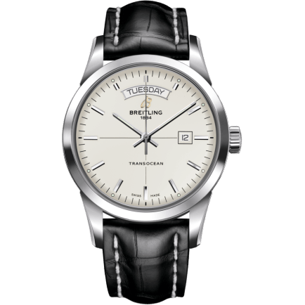 Breitling Transocean Day & Date Stainless Steel / Silver / Croco / Pin A4531012/G751/744P/A20D.1
