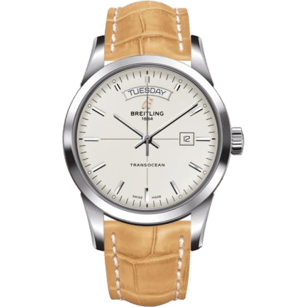 Breitling Transocean Day & Date Stainless Steel / Silver / Croco / Pin A4531012/G751/745P/A20BA.1