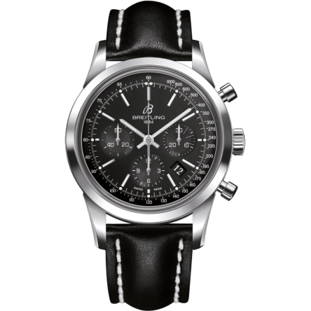 Transocean Chronograph Stainless Steel / Black / Calf / Folding