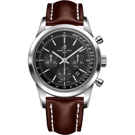 Transocean Chronograph Stainless Steel / Black / Calf / Folding