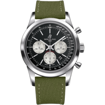 Breitling Transocean Chronograph Stainless Steel / Reverse Panda / Military / Pin AB015212/BF26/106W/A20BA.1