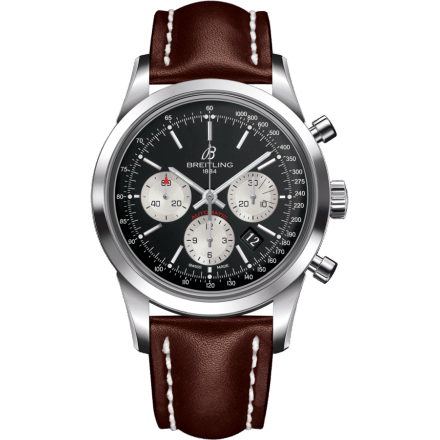 Transocean Chronograph Stainless Steel / Reverse Panda / Calf / Folding