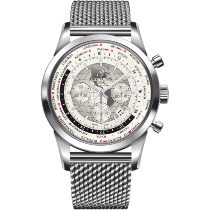 Breitling Transocean Chronograph Unitime Stainless Steel / Silver / Milanese AB0510U0.A790.152A