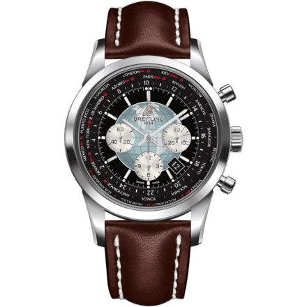 Breitling Transocean Chronograph Unitime Stainless Steel / Black / Calf AB0510U4.BB62.443X