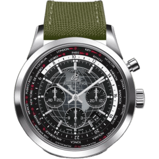 Breitling Transocean Chronograph Unitime Stainless Steel / Black / Military AB0510U4.BE84.105W.