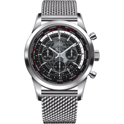 Breitling Transocean Chronograph Unitime Stainless Steel / Black / Milanese AB0510U4.BE84.152A