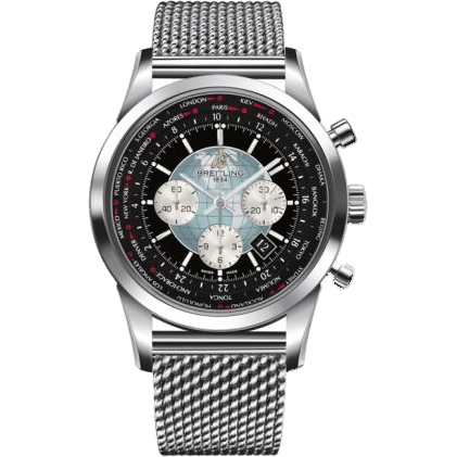 Breitling Transocean Chronograph Unitime Stainless Steel / Black / Milanese AB0510U4B.B62.152A