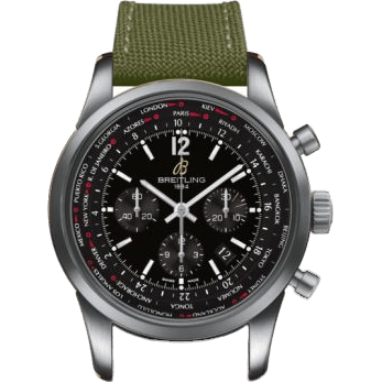 Transocean Chronograph Unitime Pilot Stainless Steel / Black / Military