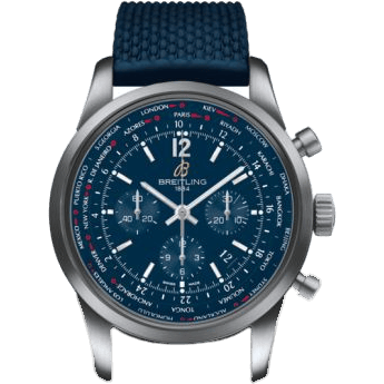 Breitling Transocean Chronograph Unitime Pilot Stainless Steel / Blue / Rubber AB0510U9.C879.277S