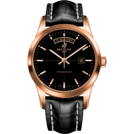 Breitling Transocean Day & Date Red Gold / Black / Croco / Pin R45310121B1P1