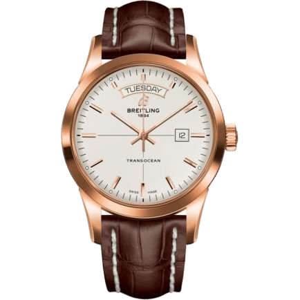 Breitling Transocean Day & Date Red Gold / Silver / Croco / Pin R45310121G1P1