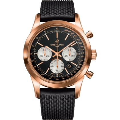 Transocean Chronograph Red Gold / Reverse Panda / Rubber Aero Classic