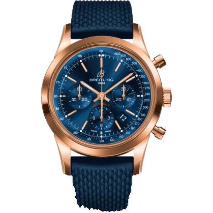Transocean Chronograph Red Gold / Blue / Rubber Aero Classic