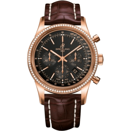Transocean Chronograph Red Gold / Diamond / Black / Croco