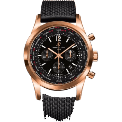 Transocean Chronograph Unitime Pilot Red Gold / Black / Rubber