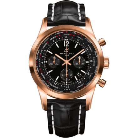 Transocean Chronograph Unitime Pilot Red Gold / Black / Croco