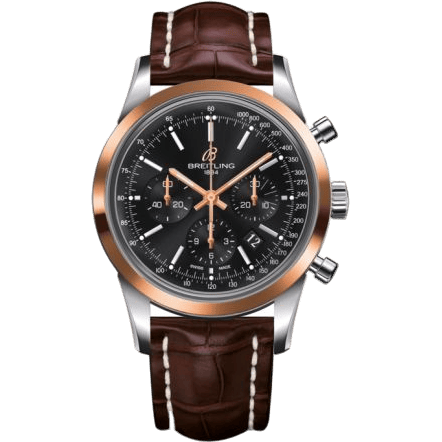 Transocean Chronograph Stainless Steel Red Gold / Black / Croco