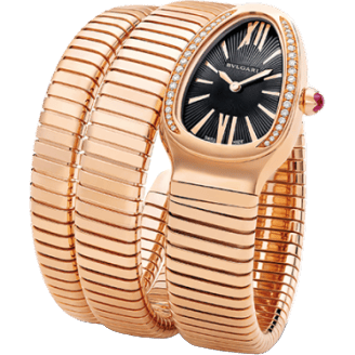 Serpenti Tubogas Pink Gold Black Diamond Double Tour