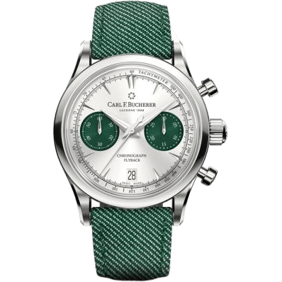 Carl F. Bucherer Manero Flyback 40 Stainless Steel / Silver - Green 00.10927.08.13.02