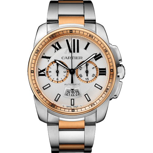 Calibre de Cartier Chronograph Stainless Steel / Pink Gold / Silver / Bracelet