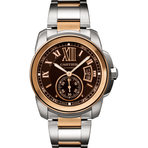 Calibre de Cartier 42 Stainless Steel / Pink Gold / Chocolate / Bracelet W7100050
