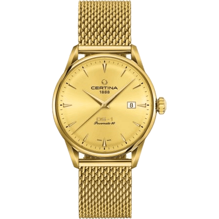 Certina DS-1 Powermatic 80 40 Yellow Gold / Champagne / Mesh C029.807.33.361.00
