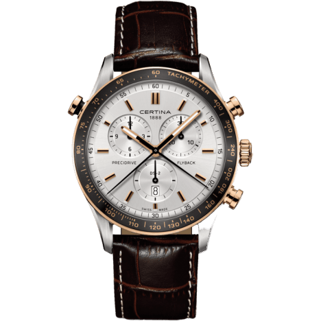 DS 2 Chronograph Flyback Stainless Steel / Rose Gold PVD / Silver / Strap