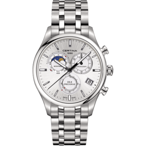Certina DS-8 Chronograph Moon Phase Stainless Steel / Silver / Bracelet C033.450.11.031.00