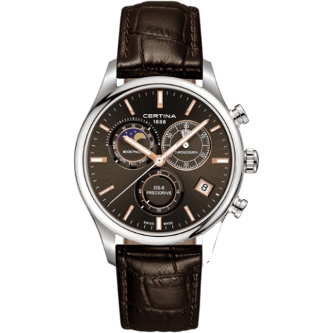 DS-8 Chronograph Moon Phase Stainless Steel / Brown / Strap