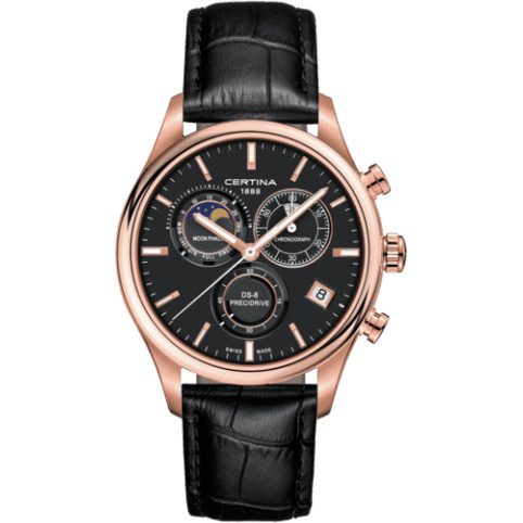 DS-8 Chronograph Moon Phase PVD Rose / Black / Strap
