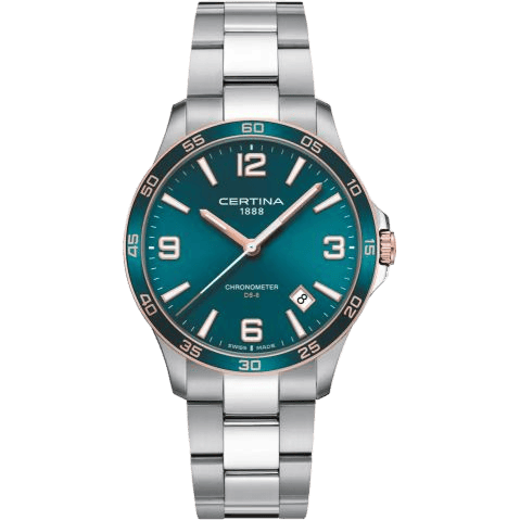 Certina DS-8 Chronometer 41.5 Stainless Steel - Rose Gold / Green / Bracelet C033.851.21.097.00