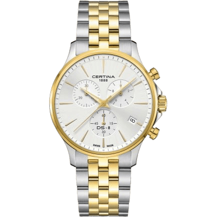 Certina DS-8 Chrono Stainless Steel - Yellow Gold / Silver / BRacelet C045.417.22.031.00