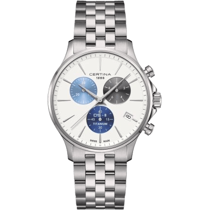 Certina DS-8 Chrono Titanium / White Tricolor / Bracelet C045.417.44.011.00