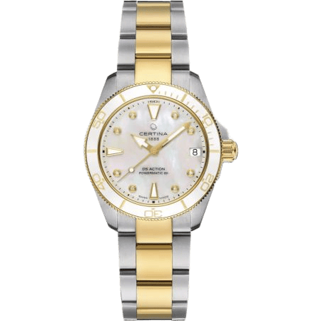 Certina DS Action Lady 34.5 Stainless Steel - Yellow Gold / MOP C032.007.22.116.00