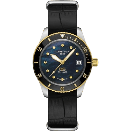 DS PH100M Lady Stainless Steel - Yellow Gold / Black MOP / NATO