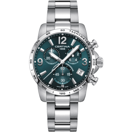 Certina DS Podium Chronograph 1/10 Sec Stainless Steel / Green / Bracelet C034.417.11.097.00