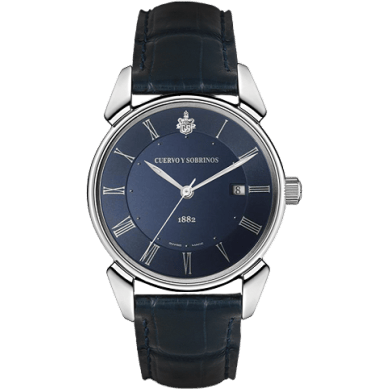 Historiador Segundos Centrales Stainless Steel / Blue / Alligator