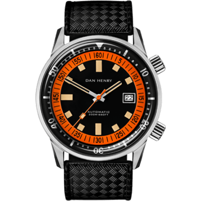Dan Henry 1970 Automatic Diver 44 Black-Orange / Stainless Steel